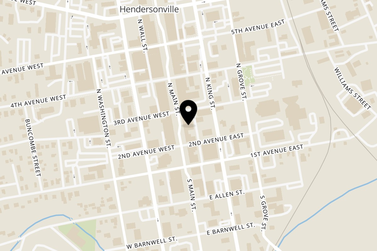 Map showing the location of Mezzaluna on 226 N Main St in Hendersonville